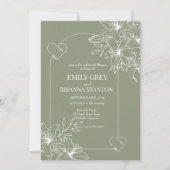 ミニマリストBohoセージ緑リハーサルディナー 招待状 (正面)