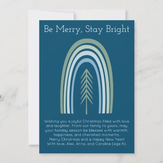 ミニマリストBohoティール（緑がかった色）ミントレインボークリスマスフォト シーズンカード (正面)