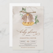 ミニマリストbohoドレス物干しフローラガール 招待状 (正面/裏面)