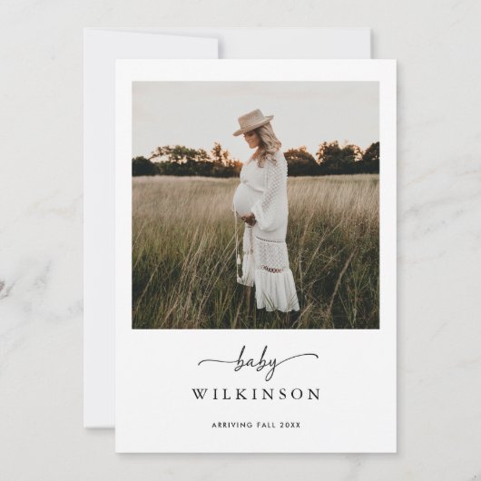 ミニマリストBohoハローベビーフォトベビーシャワー 招待状 (裏面)