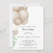 ミニマリストBohoバルーン赤ちゃんシャワー 招待状 (正面)