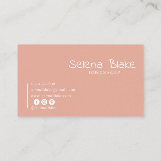 ミニマリストBohoピンクエレガント&エステティックシック 名刺 (裏面)