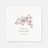 ミニマリストBohoピンクワイルドフラワー結婚ズカスタム スタンダードカクテルナプキン (正面)