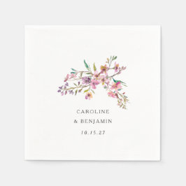 ミニマリストBohoピンクワイルドフラワー結婚ズカスタム スタンダードカクテルナプキン