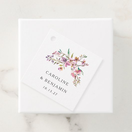 ミニマリストBohoピンクワイルドフラワー結婚ズカスタム フェイバータグ (インサイチュ)