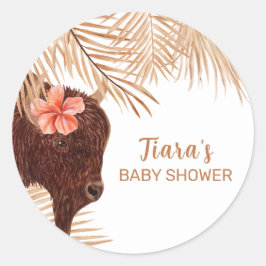 ミニマリストBohoフローラ聖いカウガールベビーシャワー ラウンドシール
