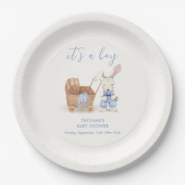 ミニマリストBohoベビーカーRabbit男の子ベイビーシャワー ペーパープレート