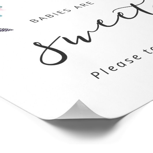 ミニマリストBohoベビーシャワーベビーは甘いサイン ポスター (角)