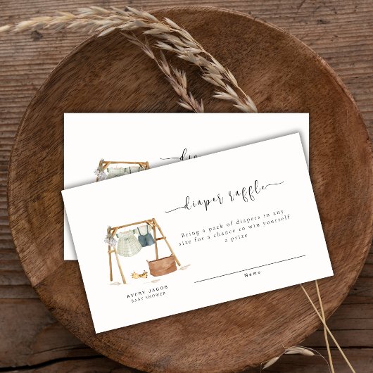 ミニマリストBohoベビーシャワー服おむつラッフル エンクロージャーカード