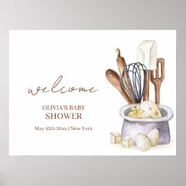 ミニマリストBohoベーカリーシェフベビーシャワーウェルカム ポスター