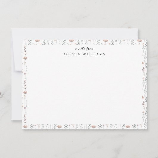 ミニマリストBohoボタニカルワイルドフラワーフローラ名 ノートカード (正面)