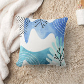 ミニマリストBohoボタニカル葉ラインアート クッション (ブランケット)