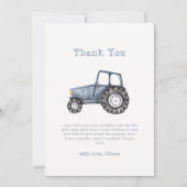 ミニマリストBohoボーイウォーター色トラクター赤ちゃんシャワー サンキューカード (正面)