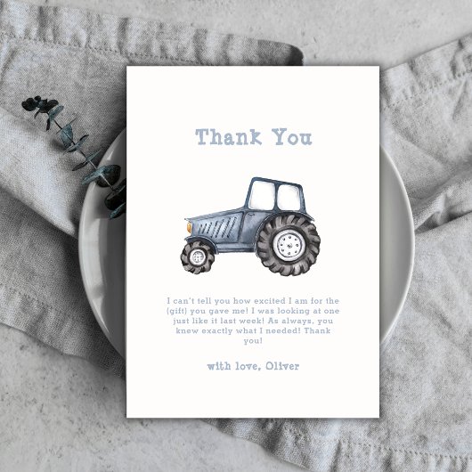 ミニマリストBohoボーイウォーター色トラクター赤ちゃんシャワー サンキューカード