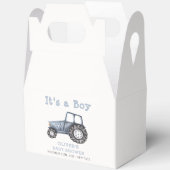 ミニマリストBohoボーイウォーター色トラクター赤ちゃんシャワー フェイバーボックス (見開き)