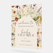 ミニマリストBohoワイルドフラワーフローラベビシャワーサイン アクリルサイン (傾斜)