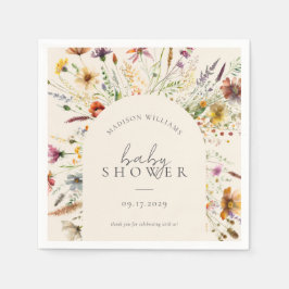 ミニマリストBohoワイルドフラワーフローラベビシャワーサイン スタンダードカクテルナプキン