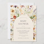 ミニマリストBohoワイルドフラワーフローラベビーシャワー 招待状 (正面)