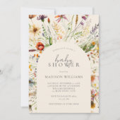 ミニマリストBohoワイルドフラワーフローラベビーシャワー 招待状 (正面)