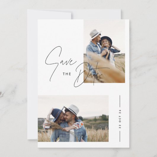 ミニマリストBoho写真デートを保存 招待状 (正面)