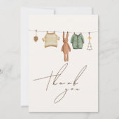 ミニマリストBoho冬の男の子の服ベビーシャワー サンキューカード (正面)