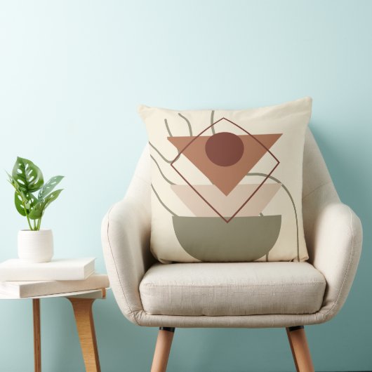ミニマリストBoho幾何学枕 – ベージュ&アース クッション (椅子)