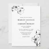 ミニマリストBoho手書きフローラホワイト結婚ズ 招待状 (正面)