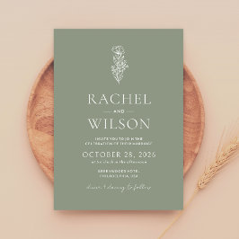 ミニマリストBoho植物セージ結婚グリーン 招待状