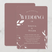 ミニマリストBoho植物学マウヴ結婚ズ 招待状 (正面/裏面)