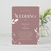 ミニマリストBoho植物学マウヴ結婚ズ 招待状 (スタンド正面)