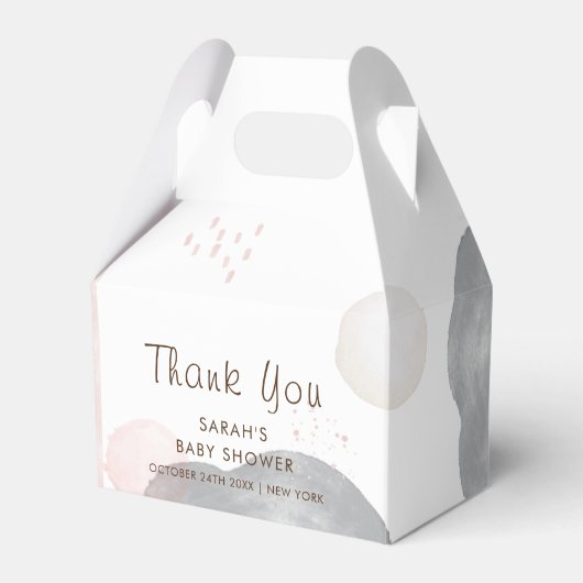 ミニマリストBoho水カラー抽象芸術ベビーシャワー フェイバーボックス (正面サイド)