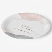 ミニマリストBoho水カラー抽象芸術ベビーシャワー ペーパープレート (アングル)