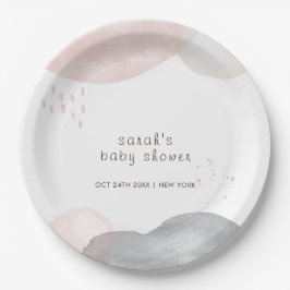 ミニマリストBoho水カラー抽象芸術ベビーシャワー ペーパープレート