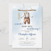 ミニマリストBoho甘い男の赤ちゃん服ベビーシャワー 招待状 (正面)