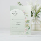 ミニマリストboho緑のアーチ春赤面フローラ 出欠カード (スタンド正面)