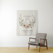 ミニマリストBoho花アイボリーと赤面 タペストリー (インサイチュ)