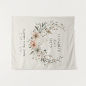 ミニマリストBoho花アイボリーと赤面 タペストリー (正面(横))