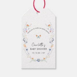 ミニマリストBoho蝶ワイルドフラワーベビーシャワー ギフトタグ