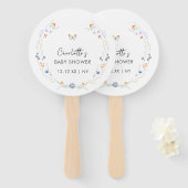 ミニマリストBoho蝶ワイルドフラワーベビーシャワー ハンドファン (正面&裏面)