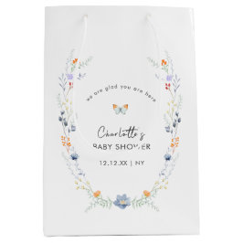 ミニマリストBoho蝶ワイルドフラワーベビーシャワー ミディアムペーパーバッグ