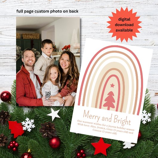 ミニマリストBoho赤面ピンクタンレインボーフォト シーズンカード