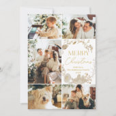 ミニマリストBoho金ゴールドリース写真クリスマスカード シーズンカード (正面)