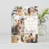 ミニマリストBoho金ゴールドリース写真クリスマスカード シーズンカード (スタンド正面)