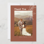 ミニマリストBoho Burntオレンジタイプライター結婚ズ サンキューカード (正面)