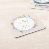 ミニマリストBoho Cactus砂漠Oh赤ちゃんシャワー スクエアペーパーコースター (アングル)