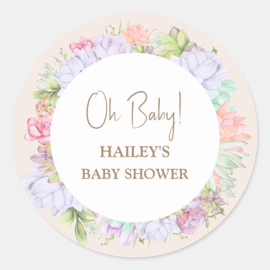 ミニマリストBoho Cactus砂漠Oh赤ちゃんシャワー ラウンドシール (正面)