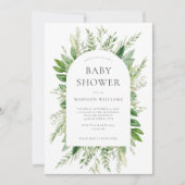 ミニマリストBoho Greeneryベビーシャワー 招待状 (正面)