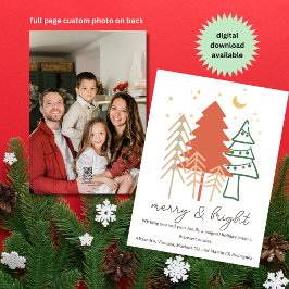 ミニマリストBoho Hand Drawn Christmas Trees写真 シーズンカード