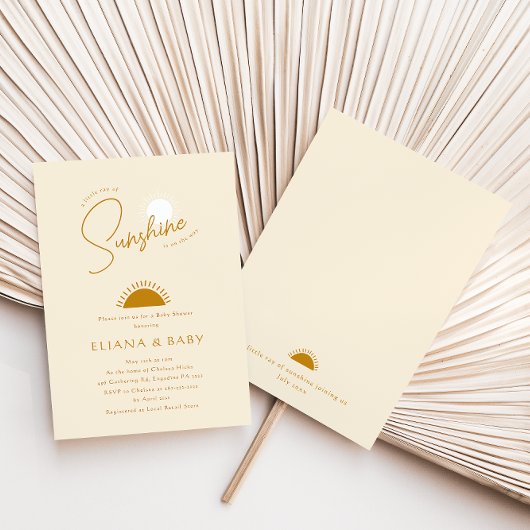 ミニマリストBoho Little Ray of Sunshine Baby Shower 招待状