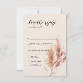 ミニマリストboho pampas grass RSVPカード (正面)